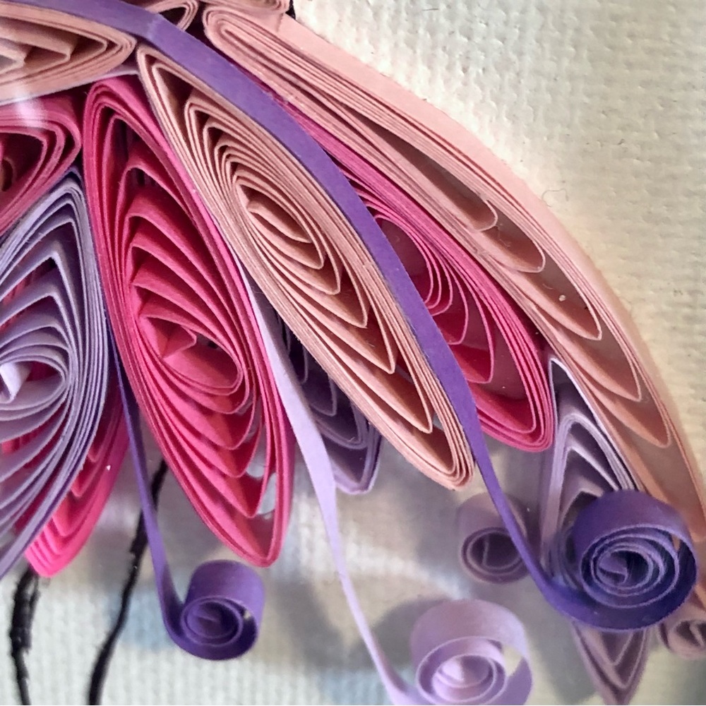 Handmade Quilled Art Ballerina framed pink purple 6 x 8 Quilling - Picture 6 of 11